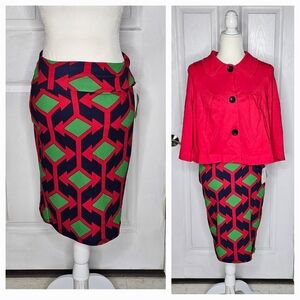 Festive Lularoe Cassie Skirt Small Red Green navy NWT